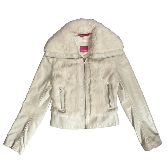 SOLD❣️MACKAGE JACKET Leather & Fur Ivory White - Picture 6 of 14